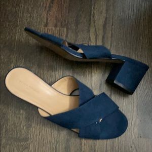 Banana republic blue suede thick heeled sandals